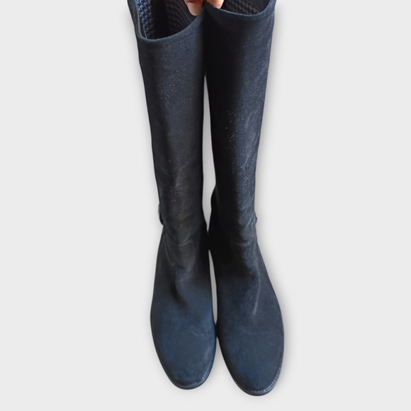 Aquatalia Black Suede Heeled Boots Women's Size 11 - Picture 2 of 10